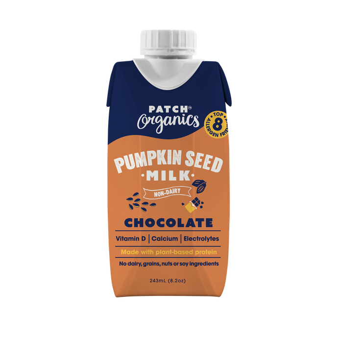 Patch Organics Chocolate Pumpkin Seed Milk (12 pack of 243 mL single serve).
